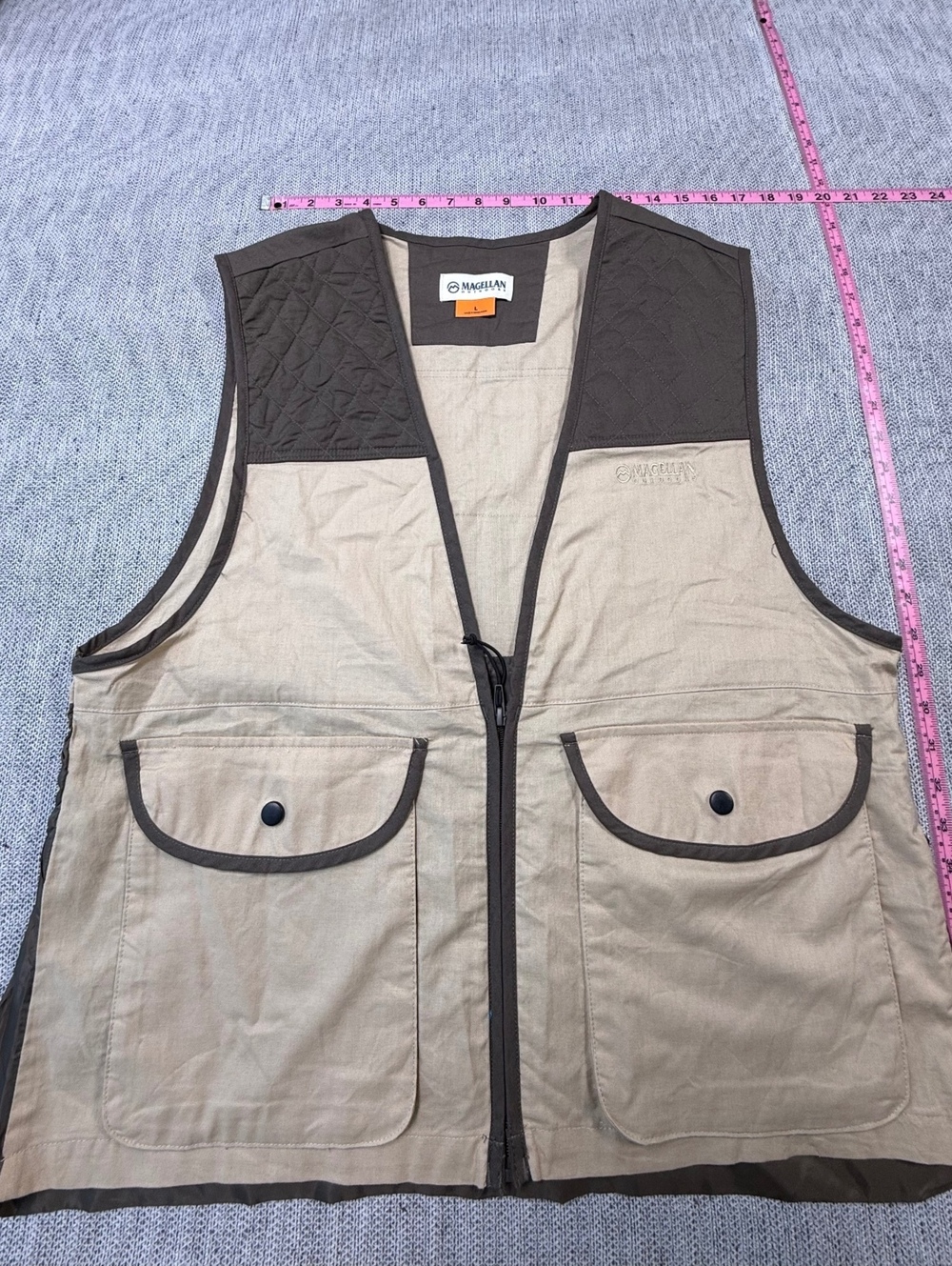 Magellan Outdoors Utility Vest Men's Large Beige Brown